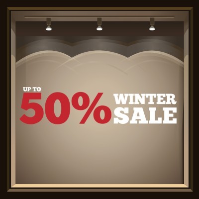 Up to 50%, Εκπτωτικά, Αυτοκόλλητα βιτρίνας, 170 x 40 εκ